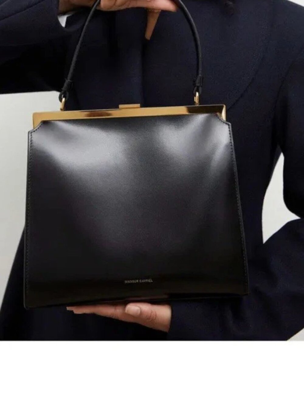 Mansur Gavriel Black Flamma Leather Elegant Bag Gold Tone Hardware w Dustbag - Picture 13 of 13